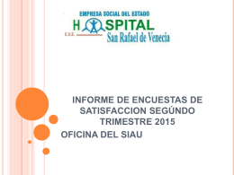 segundo trimestre 2015 - Hospital ESE San Rafael de Venecia