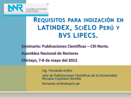 Requisitos para indizacion en LATINDEX SciELO LIPECS