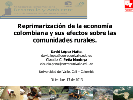 Reprimarización de la economía colombiana y sus