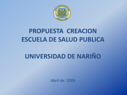 PROPUESTA CREACION ESCUELA DE SALUD PUBLICA
