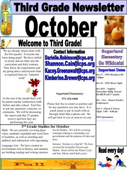 3 rd Grade Studies for October Important Dates