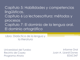 Informe Oral Capítulo 5: Habilidades y competencias lingüísticas