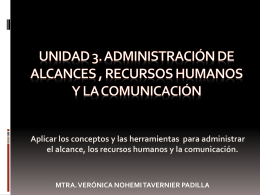 UNIDAD III. ALCANCE-RECURSOS HUMANOS Y COMUNICACION