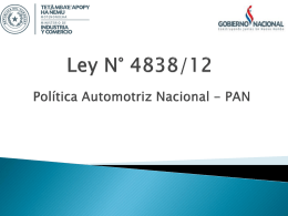 PAN * Ley N° 4838/12 - Portal da Indústria