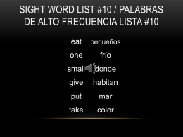 Sight Words/ Palabras de Frecuencia