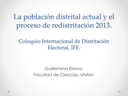 La población distrital actual y el proceso de redistritación 2013