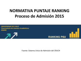 NORMATIVA PUNTAJE RANKING Proceso de Admisión 2015
