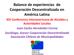 Balance de Experiencias de Cooperación Descentralizada en