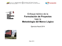 TALLER DE FORMULACION DE PROYECTOS Ejercicio fiscal 2014