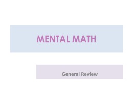 MENTAL MATH General Review