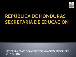 REPÚBLICA DE HONDURAS SECRETARÍA DE EDUCACIÓN