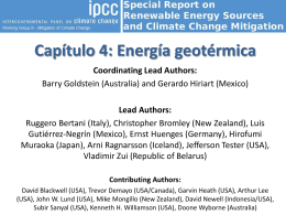 Capítulo 4: Energía geotérmica Coordinating Lead Authors