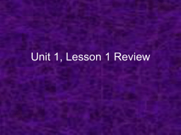 Unit 1, Lesson 1 Review