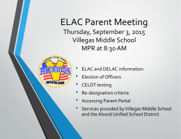 ELAC Parent Information Session Thursday, September 11, 2014