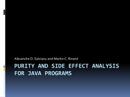 Purity ans Side Effect Analysis for Java Programs
