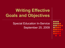 Writing IEP Goals and Objectives