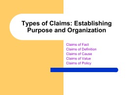 Types of Claims: Establishing Purpose and