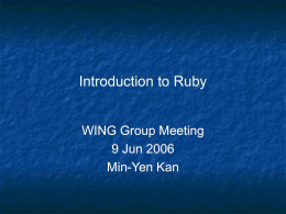 Introduction to Ruby - Web Information Retrieval /