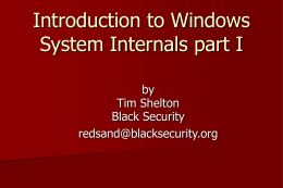 Introduction to Windows System Internals part I
