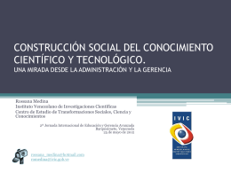 CONSTRUCCIÓN SOCIAL DEL CONOCIMIENTO CIENTÍFICO Y