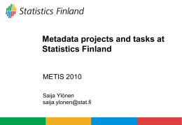 Metadata projects and tasks at Statistics Finland