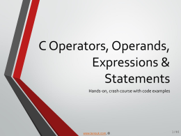 C Programming ppt slides, PDF on C operators,