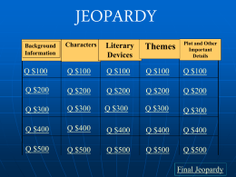 Jeopardy - Humble Independent School District /