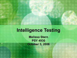 Intelligence Testing - University of Florida