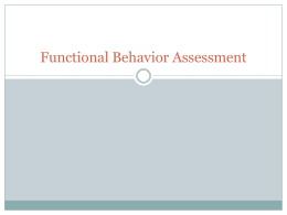 Tools for Functional Behavior Assessment and