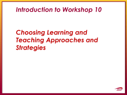 Introduction to Workshop 10