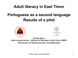 Research on literacy in East Timor Results of a