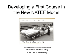 Developing a First Course in the New NATEF Model