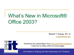 What’s New in Microsoft® Office 2003?