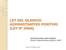 LEY DEL SILENCIO ADMINISTRATIVO POSITIVO (LEY N°