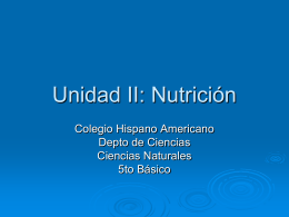 Unidad II: Nutrición