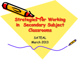 Strategies for Working in Secondary Subject