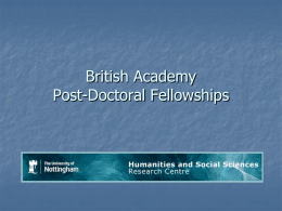 British Academy Post-Doctoral Fellowships: