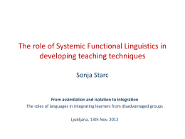 The role of Systemic Functional Linguistics in
