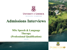 Admissions Interviews - University of Limerick
