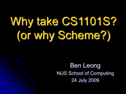 CS1101S: Programming Methodology (Scheme)