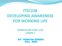 ITEC228 DEVELOPING AWARENESS FOR WORKING LIFE