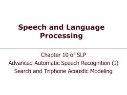 LING 138 Intro to Computer Speech and Language