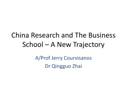 China Research and The Business School – A New