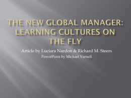The New Global Manager: Learning Cultures on the