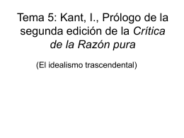 Tema 5: Kant, I., Prólogo de la segunda edición de