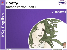 Poetry Unseen Poetry – part 1