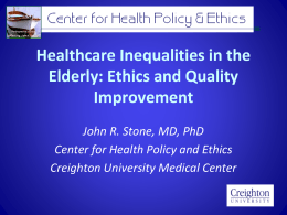 Healthcare Inequalities in the Elderly: Ethics and