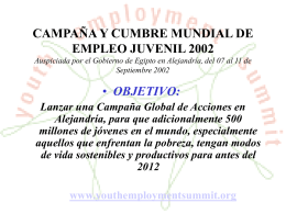 CAMPAÑA Y CUMBRE MUNDIAL DE EMPLEO JUVENIL 2002