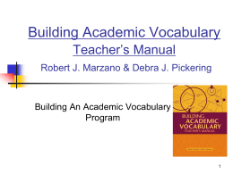 Building Academic Vocabulary Teacher’s Manual