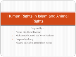 Human Rights in Islam and Animal Rights -